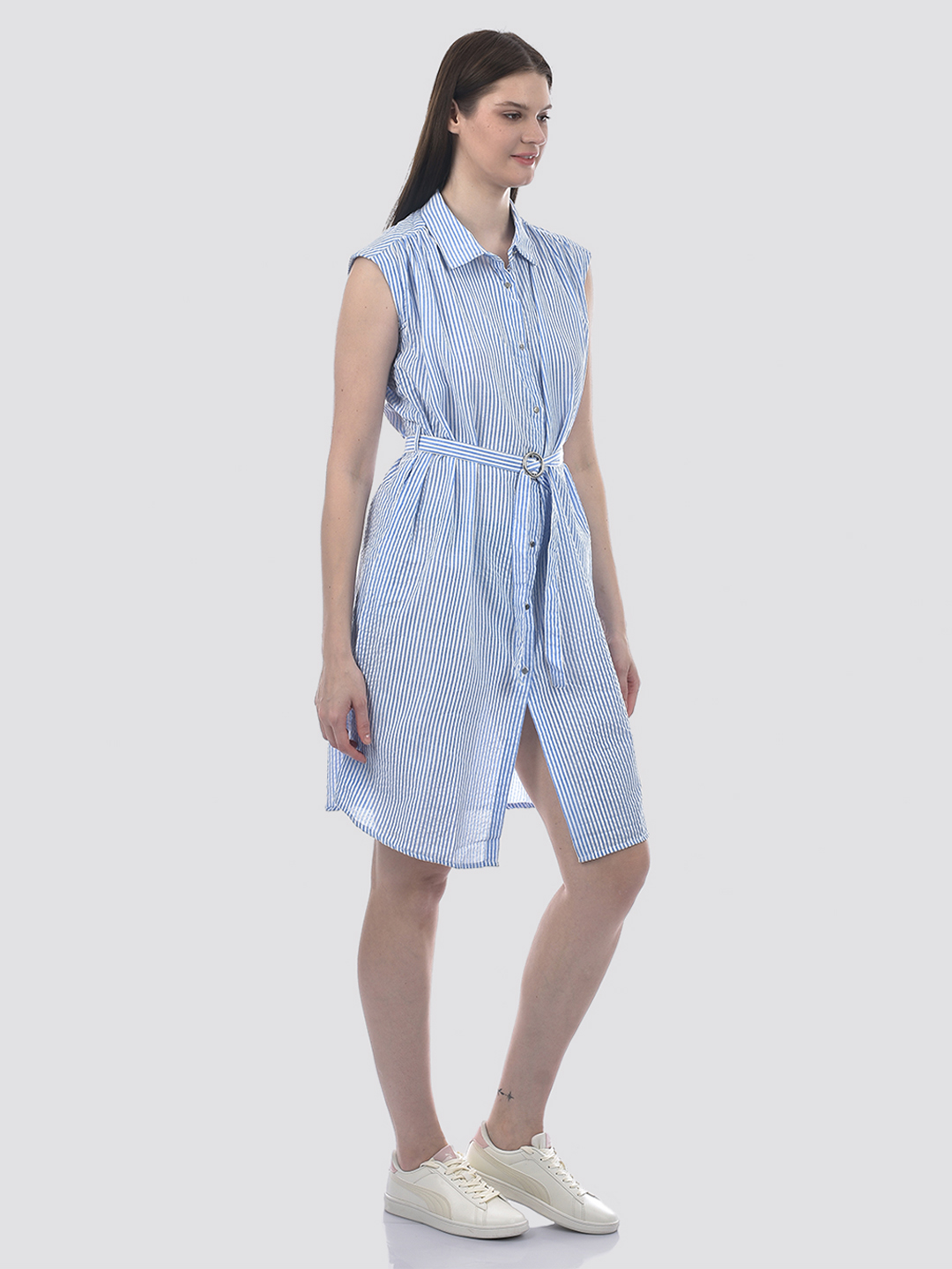 Numero Uno Women Stripes Blue Dress